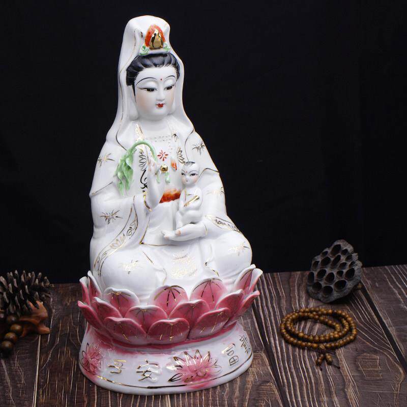 陶瓷送子观音菩萨佛像南海观世音菩萨像摆件工艺品