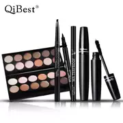 Kết hợp trang điểm mắt Qibest Mascara 3D + Phấn mắt + Bút kẻ mắt + Bộ trang điểm bút chì lông mày - Bộ trang điểm