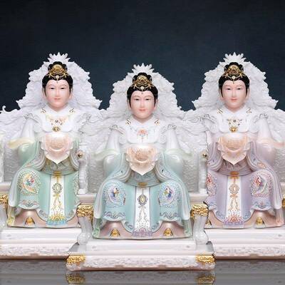 福盛东三霄娘娘神像仿汉白玉云霄琼霄碧霄感应随世三仙姑送子娘娘