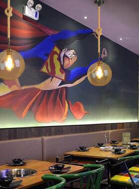 loft复古吊灯意装饰客吧台餐厅吊灯美式球透明玻璃圆116厅麻绳创