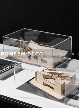 现代高端亚克力微缩别墅软装饰展示盒样板间书房客厅玄关艺术摆件
