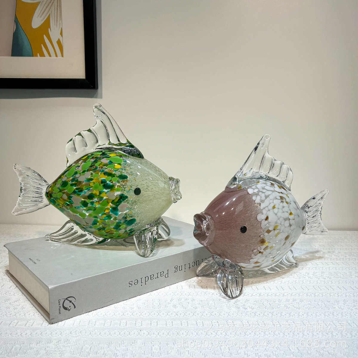 轻奢现代手工琉璃深海鱼摆件简约时尚招财家居电视柜玄关酒柜饰品,家居饰品,花瓶,淘宝优惠券,粉丝福利购,淘宝优惠卷