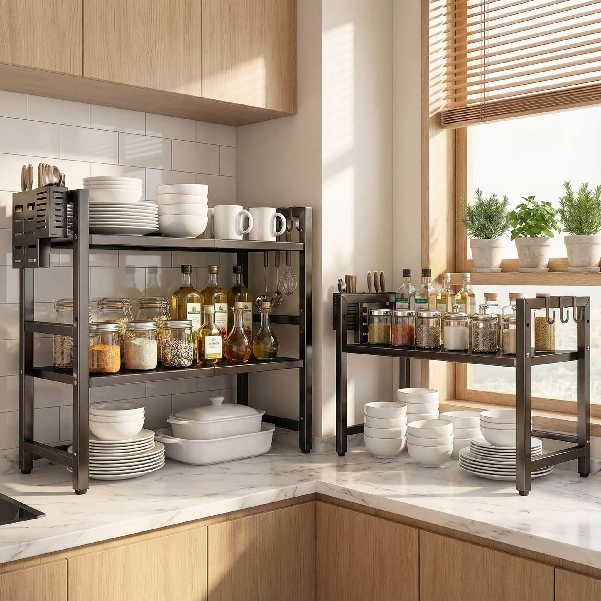 微波炉置物架厨房多功能烤箱架子可伸缩家用台面电饭锅电器收纳架,厨房/烹饪用具,微波炉置物架,淘宝优惠券,粉丝福利购,淘宝优惠卷