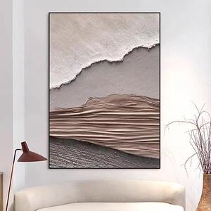 纯手绘立体浮雕效果装饰画现代简约高级灰色客厅玄关挂画大落地画