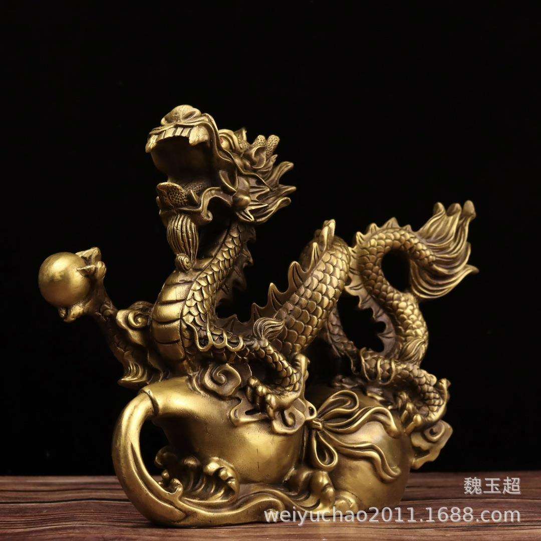 铜龙摆件工艺品纯铜青龙客厅福禄聚宝祥龙大号生肖龙福禄龙摆件