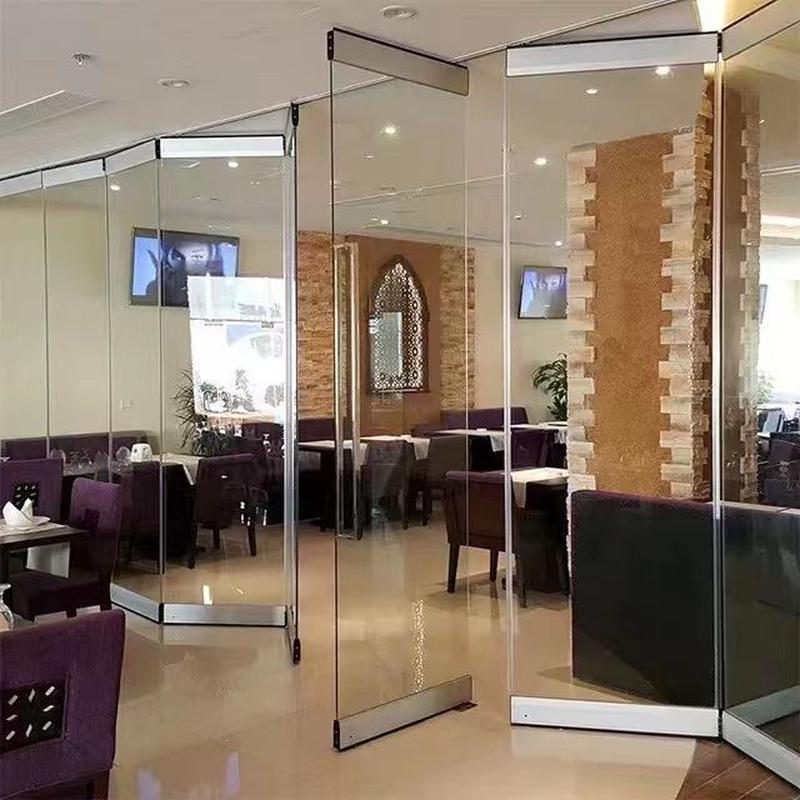 无框玻璃折叠门阳台咖啡厅酒店办公室全景窗推拉旋转门吊轨隔断门