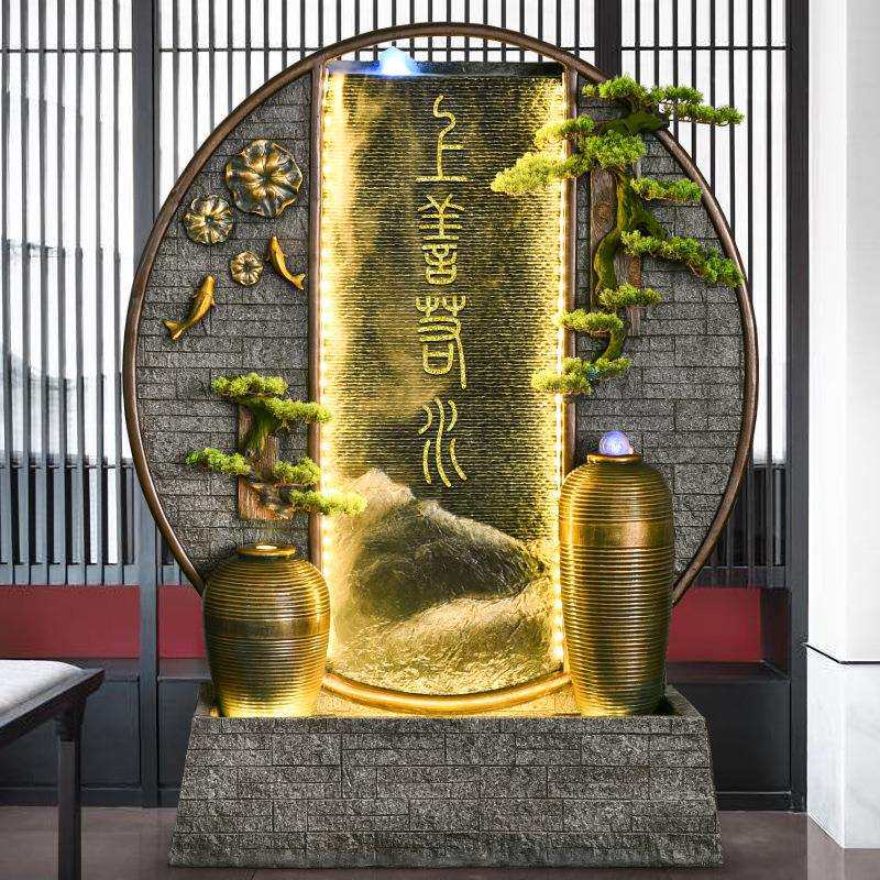 水幕墙隔断屏风酒店别墅假山水景公司装饰品庭院造景流水喷泉摆件