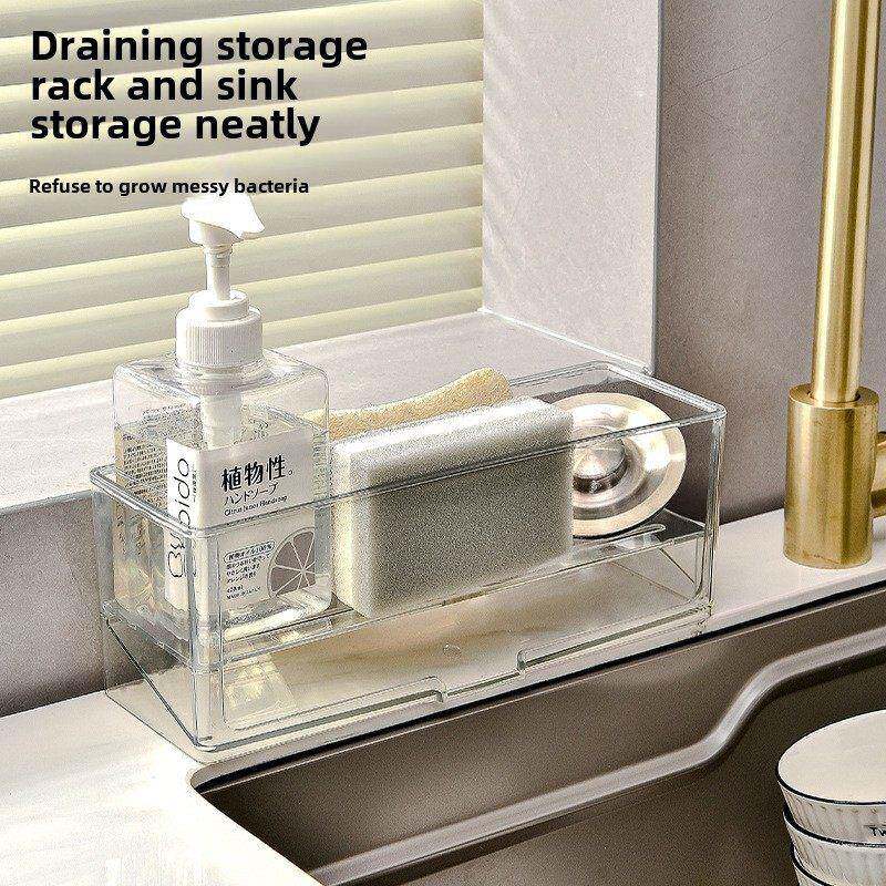 厨房水龙头水槽沥水架台面塑料加长窄边收纳架洗碗抹布水池置物架
