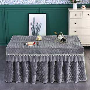 冬季加厚新款烤火罩长方形茶几桌套电烤炉罩子烤火桌布长方形蕾丝