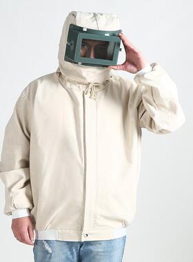 喷砂机用喷砂服帆布防尘防护服上衣连帽盔打砂服加厚打砂衣