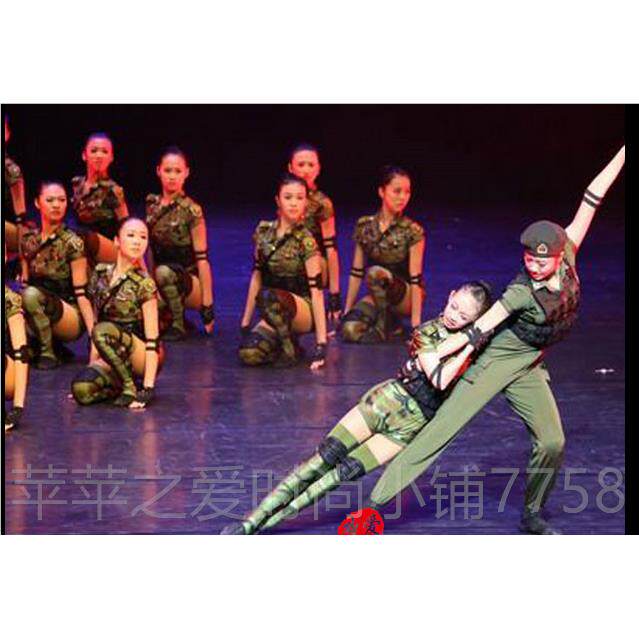 高档兵迷娃娃舞蹈生成人彩演出服出同行学军旅男女兵表演发服装