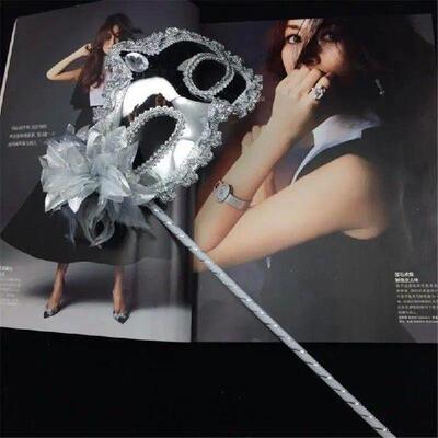 Black Gold Skull Metal Mask Halloween Rhinestone Half Face