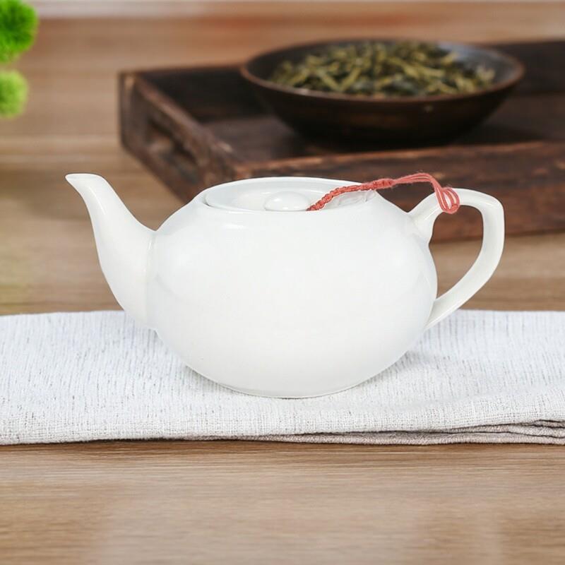 饭店餐厅酒店陶瓷茶壶大容量纯白色泡茶茶具水壶大小号过滤壶耐热
