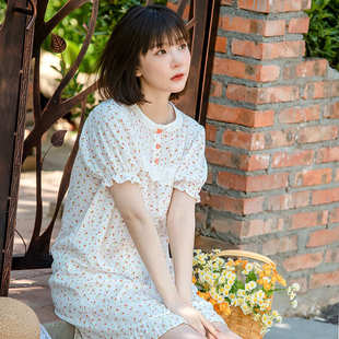 中长睡裙 睡裙女夏2022年新款 棉质宫廷风甜美睡衣夏季 薄款 公主短袖