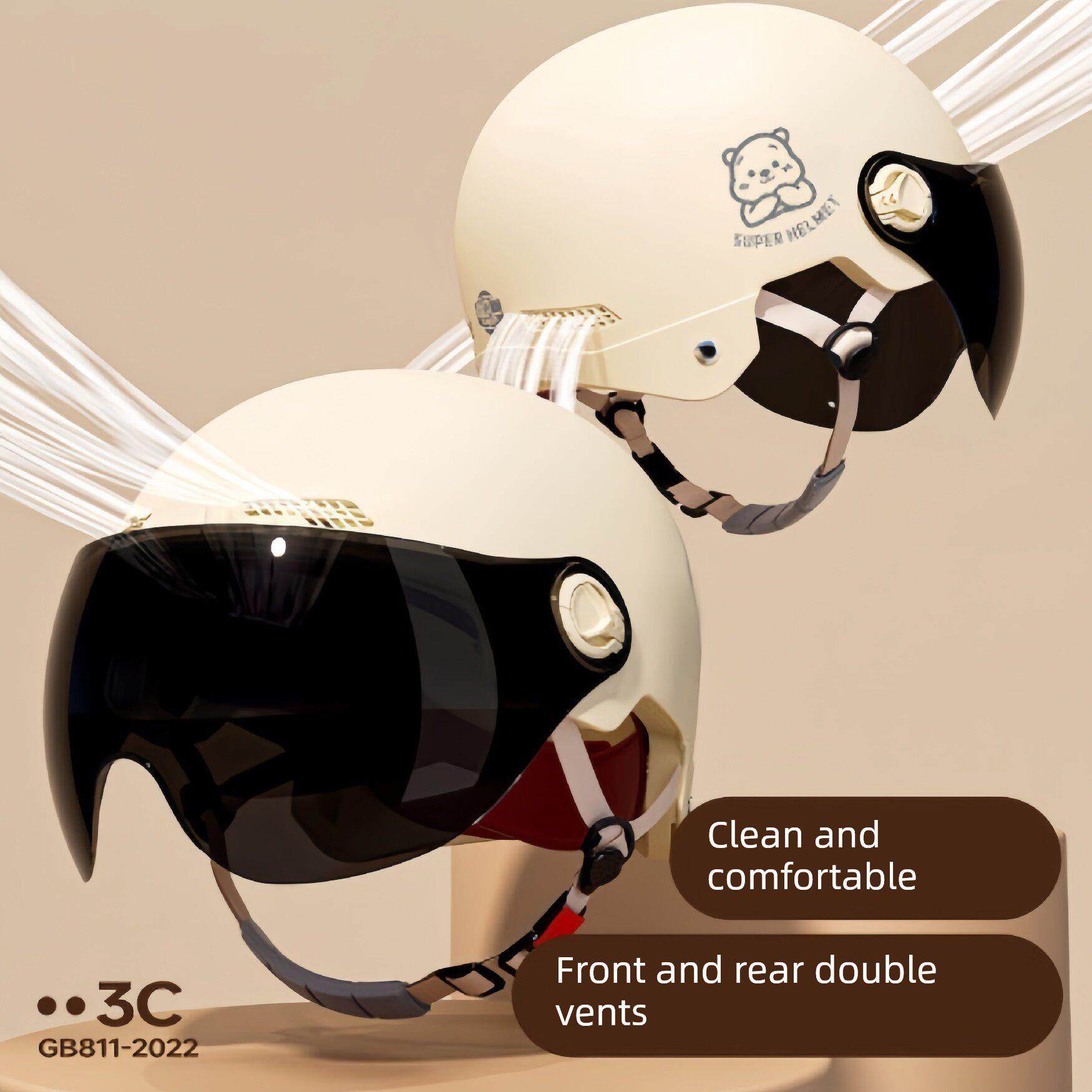 电动车电瓶车头盔学生男女士四季通用夏季半盔可爱韩版哈雷安全帽