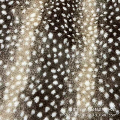 长毛绒渐变家 鹿纺服装面料斑点 人造毛鞋帽提花兔毛鹿仿绒布点纹