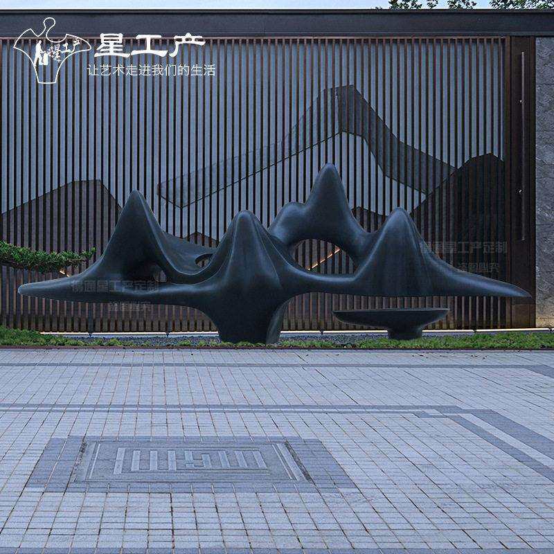 售楼部景观水池假山峰不锈钢金属装饰摆件酒店楼盘园林建筑雕塑