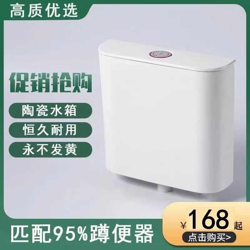 陶瓷水箱大冲力蹲便器防臭蹲坑卫生间挂墙式超薄抽水节能厕所水箱
