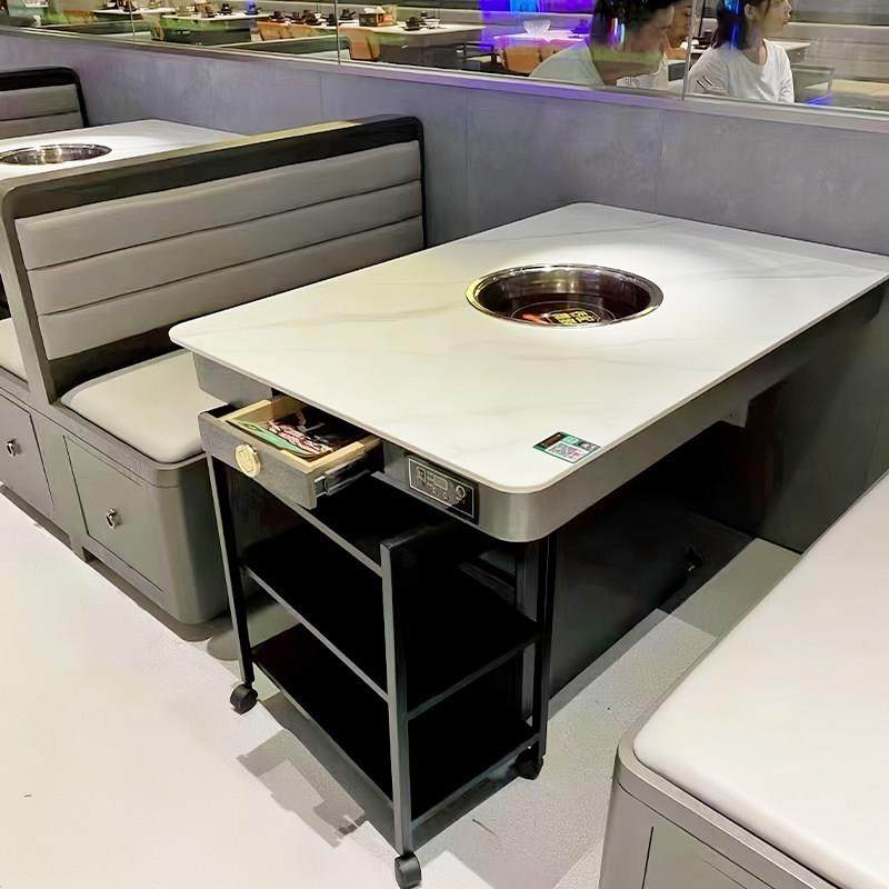 岩板简约火锅桌子电磁炉一体无烟净化烤肉串串香商用饭店桌椅定制,商业/办公家具,火锅桌,淘宝优惠券,粉丝福利购,淘宝优惠卷