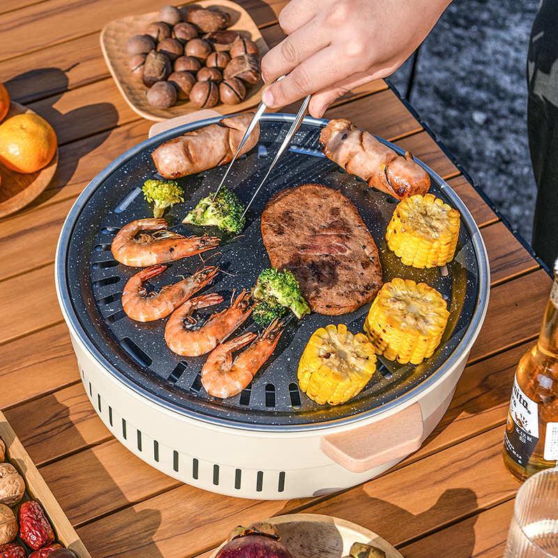 围炉煮茶桌子多功能露营烧烤炉室内无烟炭火炉户外烧烤取暖炉套餐