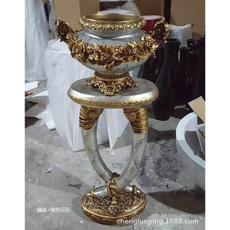 玻璃钢花瓶插花摆件花地大摆件器台柱欧式干花客厅精美落酒店装饰