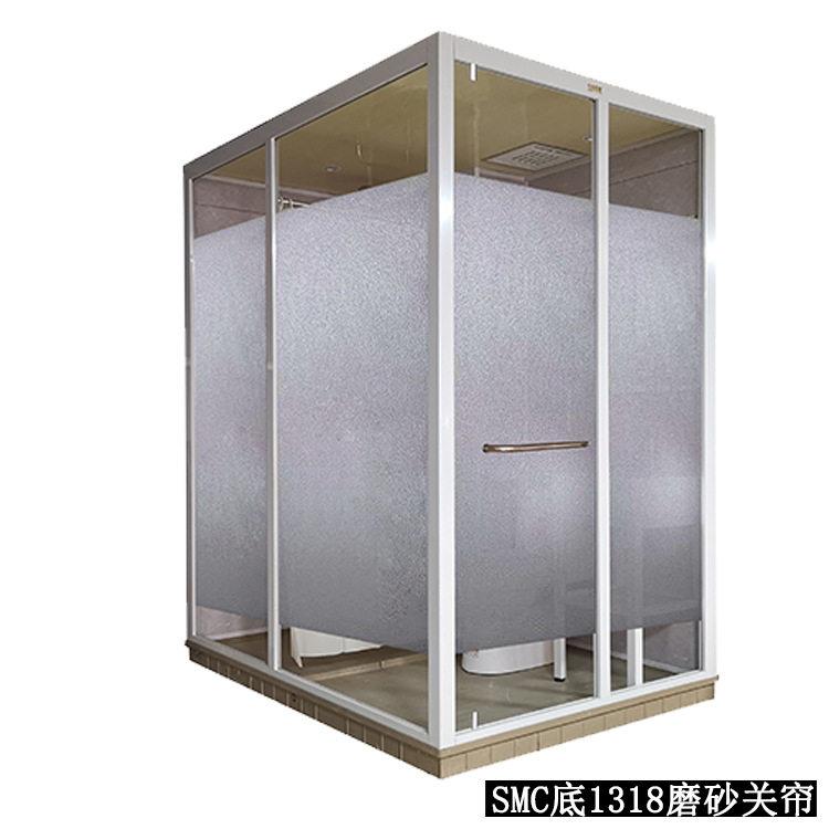 跨境双玻钢化玻璃磨砂淋浴房一体化卫生间SMC异型座整体卫生间