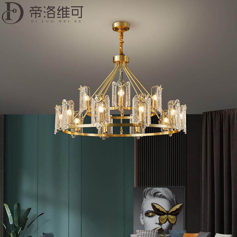 全铜别墅中空复式楼客厅大吊灯楼梯间长loft公寓轻奢挑空挑高跃层