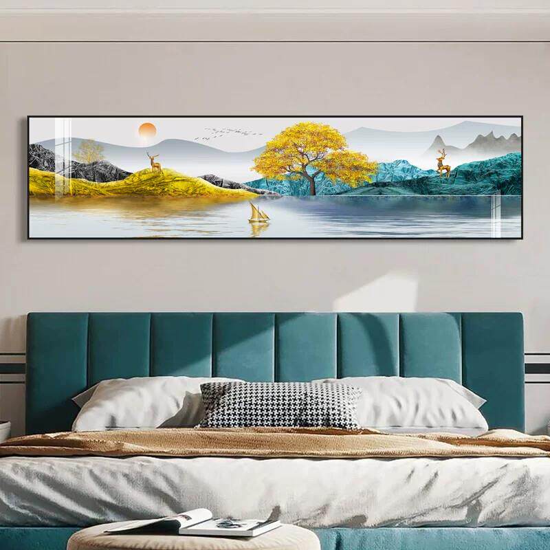 新中式卧室装饰画主卧床头背景墙面画现代简约壁画大气轻奢挂画