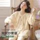 纯棉纱布睡衣女长袖 睡衣女居家服套装 开衫 长裤 休闲印花长袖 薄款