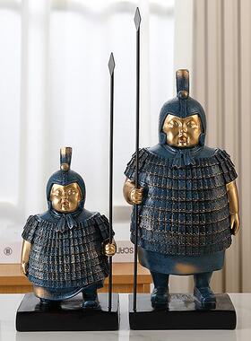兵马俑拿枪新中式摆件家居饰品电视柜酒柜客厅玄关老板办公室桌面