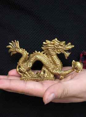 铜龙件家居饰艺品铜龙办公装室饰品纯生69409肖龙摆工品铜龙摆件