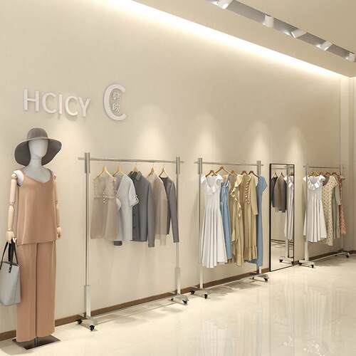 服装店展示架落地式服装架中岛架陈列展示架移动挂衣架衣帽架收纳