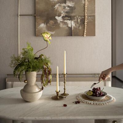 中风高级感石材大美理石小花古瓶桌面摆花级空间学软装搭ES-A6486