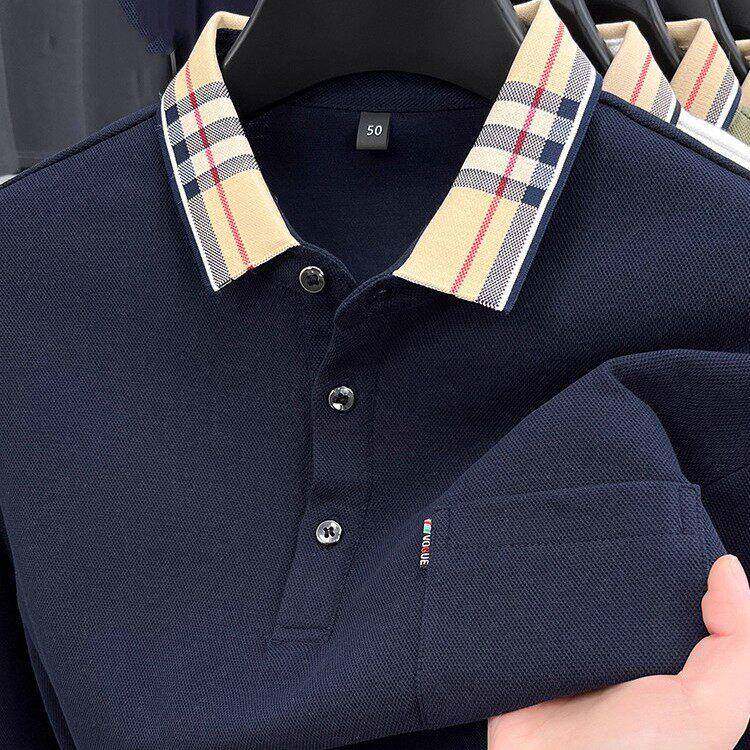 MAROLIO~POLO衫男长袖t恤翻领春季新款中年商务休闲宽松体恤