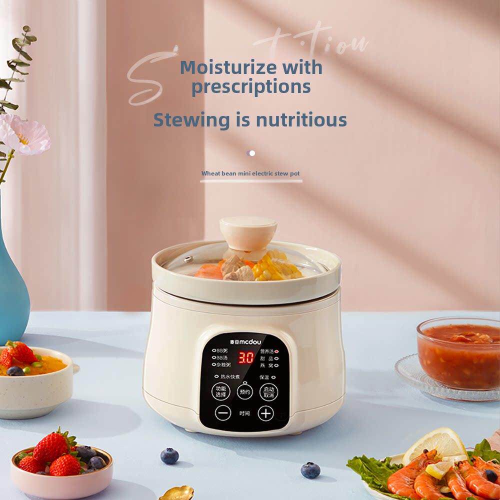 麦豆宝宝煮粥锅bb煲婴儿童电炖锅陶瓷辅食锅煮面条煲汤锅1-2人1L