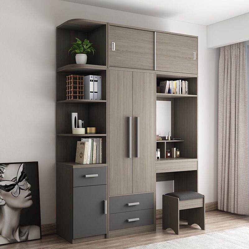 二木月连体衣柜电脑一体卧桌组室门三门四门合梳妆台MDH书桌连体