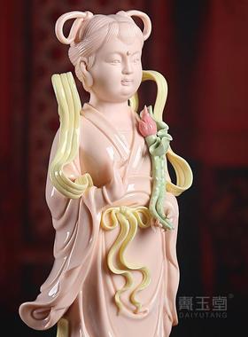 戴玉堂善财童子龙女金童玉女陶瓷观音菩萨像佛像家用客厅供奉摆件