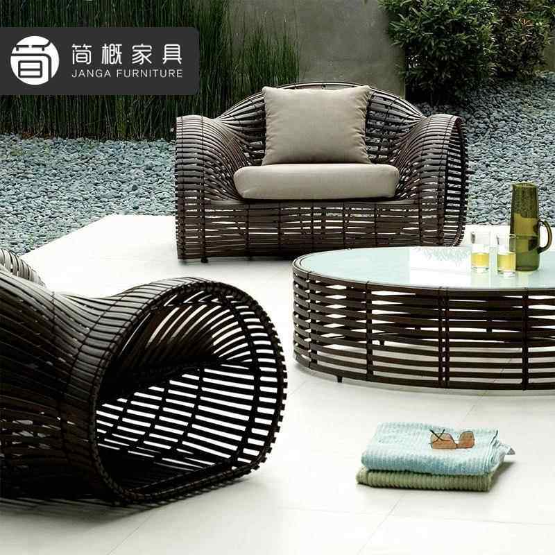 创意758休闲户别外藤编发合墅庭院金属沙沙发酒店民宿茶组几藤沙,住宅家具,户外沙发,淘宝优惠券,粉丝福利购,淘宝优惠卷