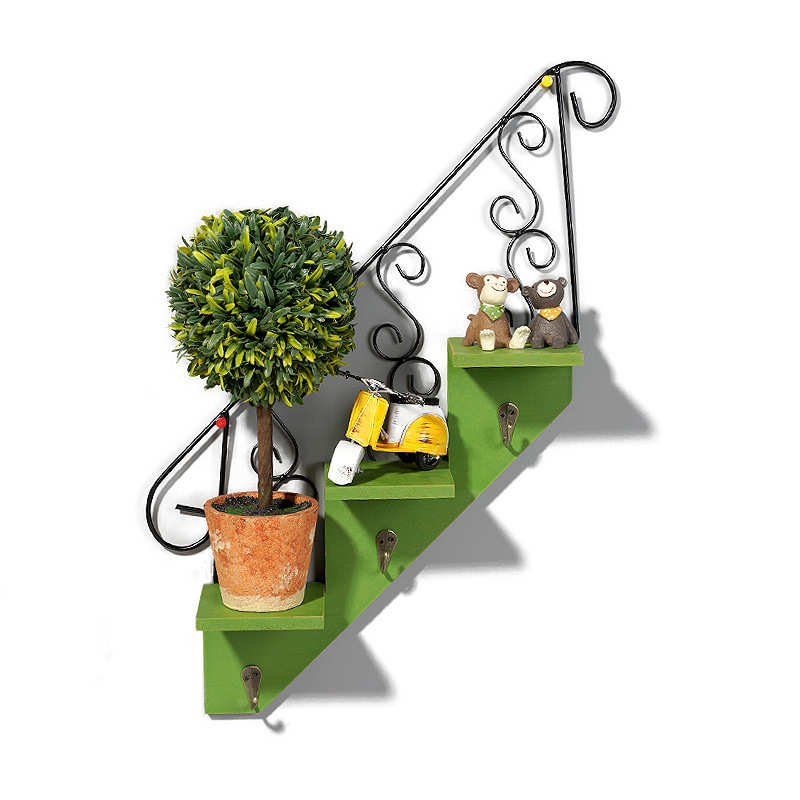 楼梯壁挂美式客厅花架铁艺置物架壁挂墙上盆栽娃娃架子挂钩装饰品
