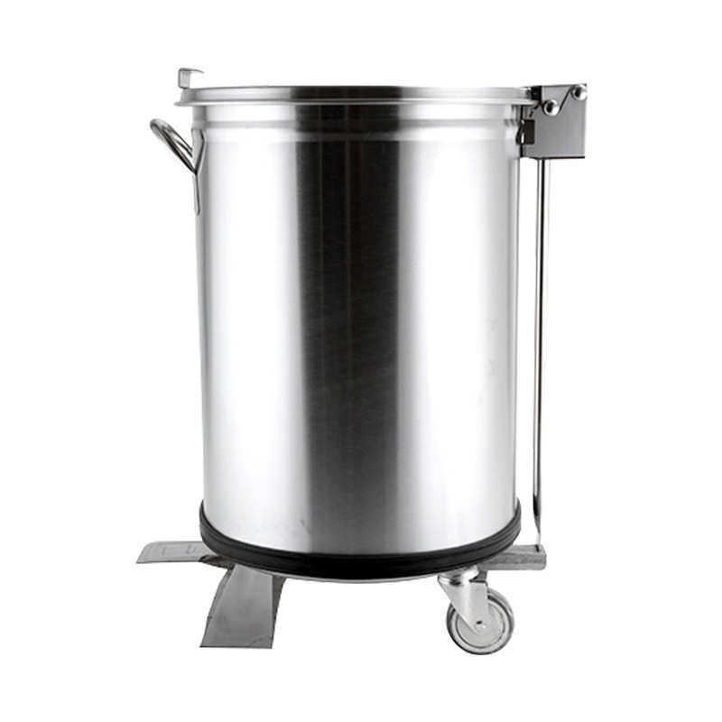 50L大容量不锈钢垃圾桶 圆形带盖大容量大排档商用厨房收纳垃圾桶