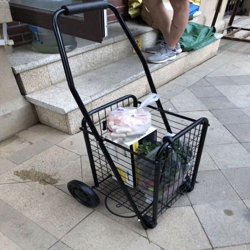 取快递老年人结实手拉车买菜拉杆车家用爬楼菜篮子小车折叠式手