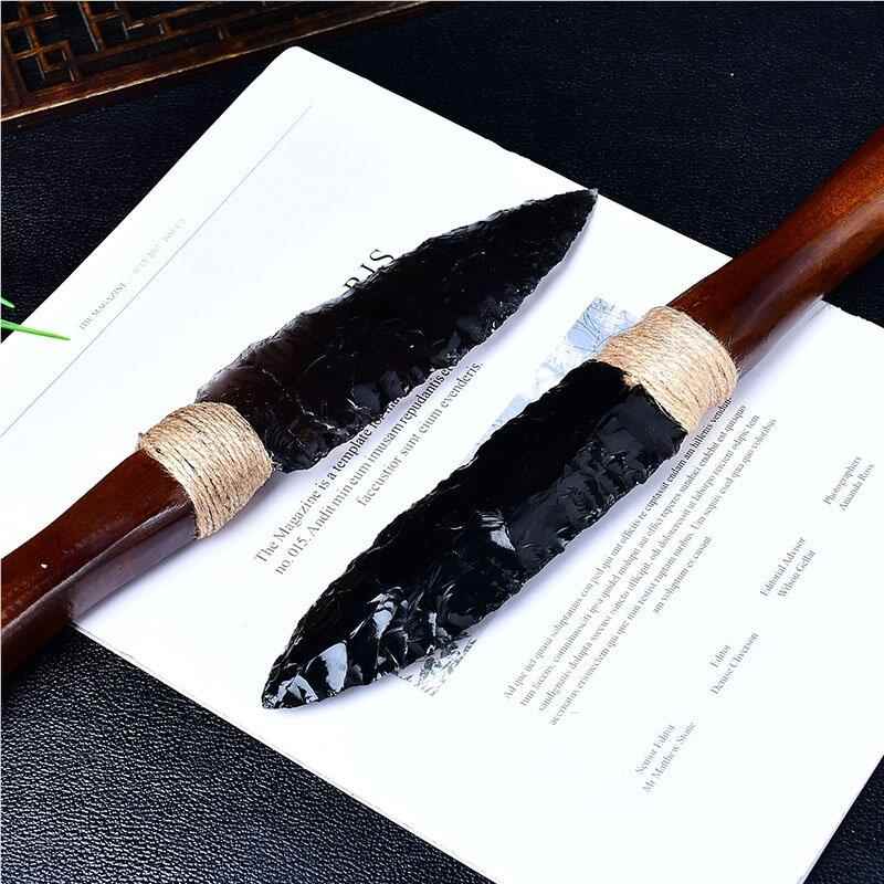 天RMO然黑刀曜石原石刀黑曜石匕首摆箭矢水晶矿石手制作石头件工