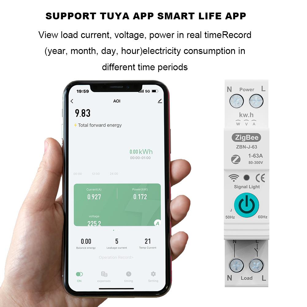 TUYA ZigBee智能断路器过流可调预付费电表远程遥控智能家居外贸