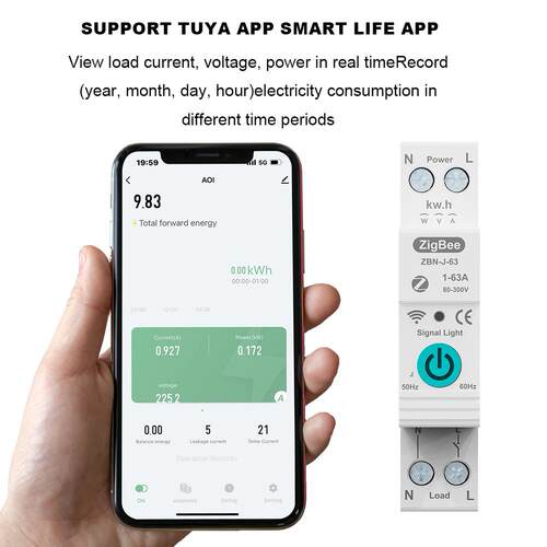 TUYA ZigBee智能断路器远程开关控制语音联网操作手机APP连接63A