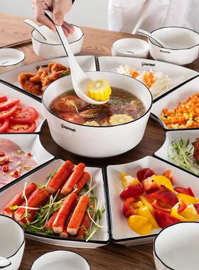 拼过盘餐具网红年团圆火组锅BZN圆桌家用合年夜饭创意陶瓷菜盘子