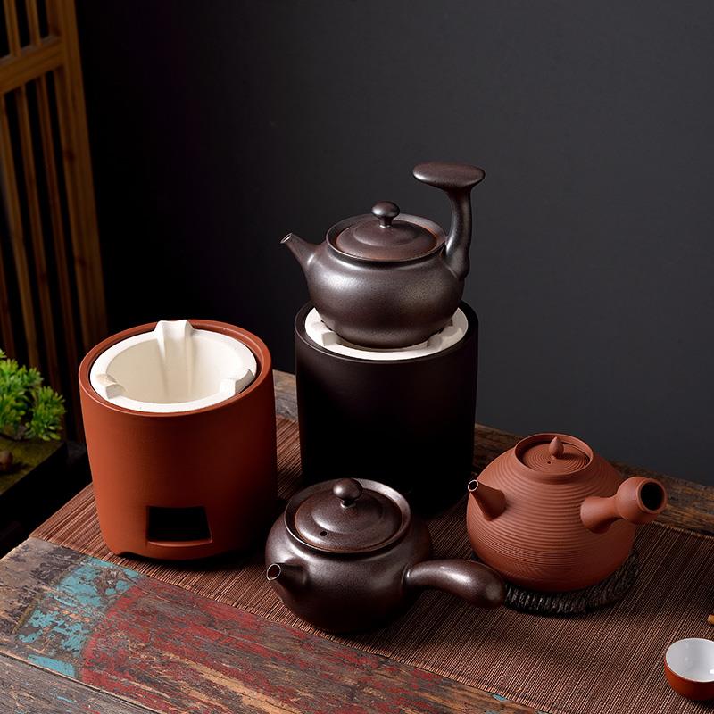 潮汕黑釉围炉煮茶煤炭炉红陶围炉煮茶壶功夫茶具紫砂炭炉砂铫壶
