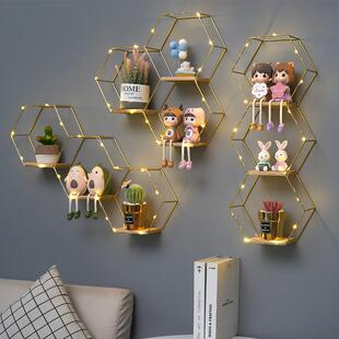 墙上置物架免打孔卧室墙面装 饰创意餐厅墙壁挂架床头架子房间布置