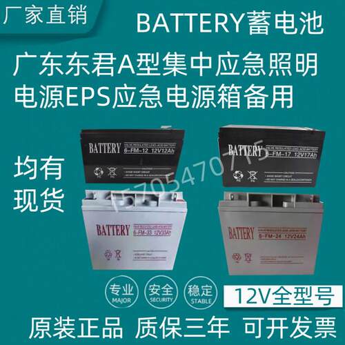BATTERY蓄电池6-FM-55 12V55AH40A24A33AH18A东君应急照明36V电源