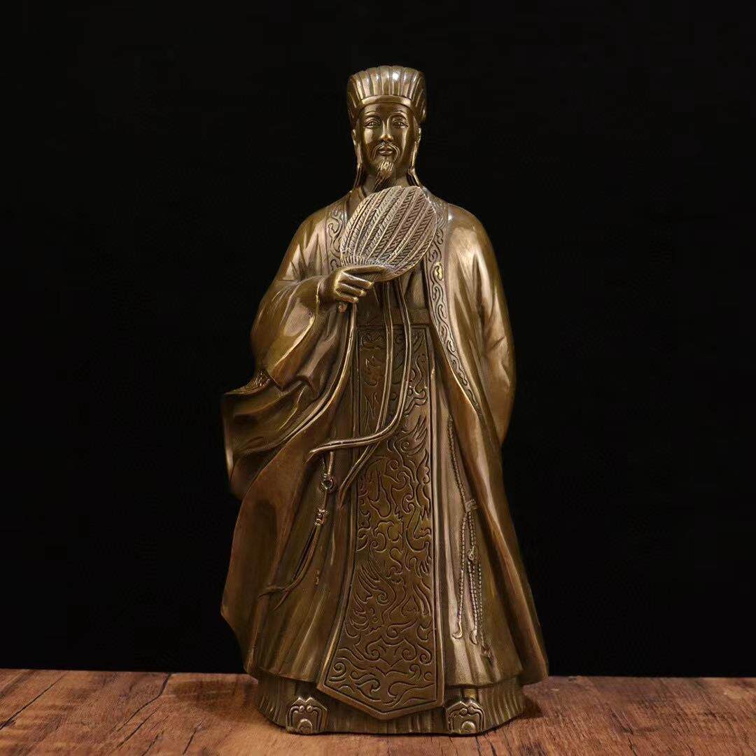 仿铜诸葛亮摆件卧龙先生诸葛孔明铜像家居客厅店铺书房工艺品摆饰