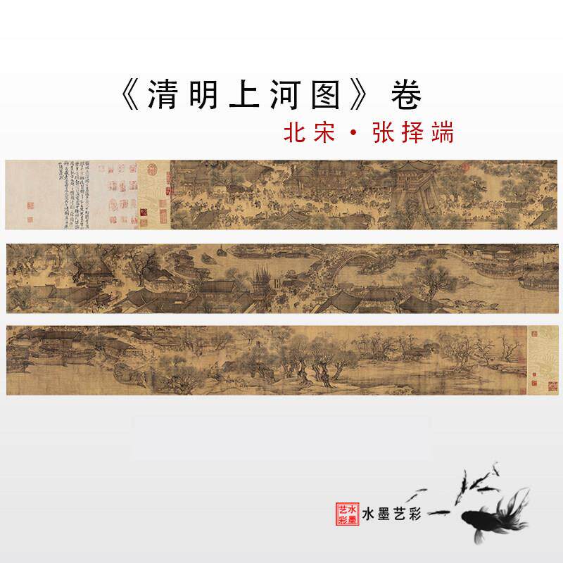 清明上河图北宋张择端中国古代传世名画 画高清微喷覆制画 画稿装